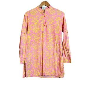 Three islands pink and yellow patterned beach cover up